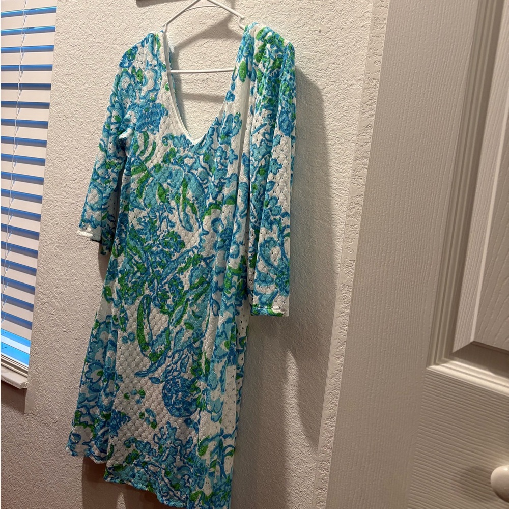 Lilly Pulitzer Blue and Green Long Sleeve Dress